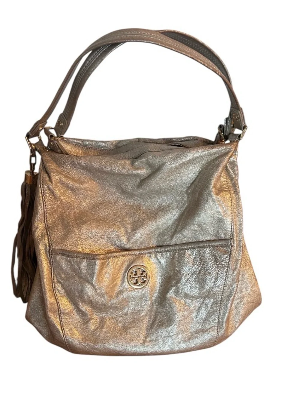 The Tory Burch Shimmer Gold Dean Hobo Bag MSRP 590.00